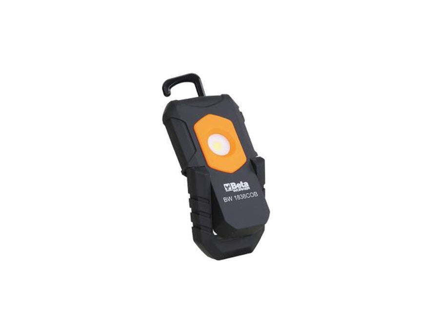 Lampada tascabile snodabile a LED Beta con ricarica wireless, base magnetica e corpo in gomma antiscivolo