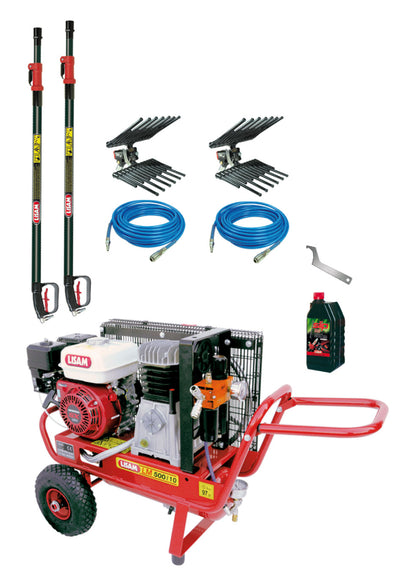 Lisam Kit Hobby7 LM 500/10 Honda GX 160 per raccolta olive con 2 abbacchiatori pneumatici, aste telescopiche e tubi aria