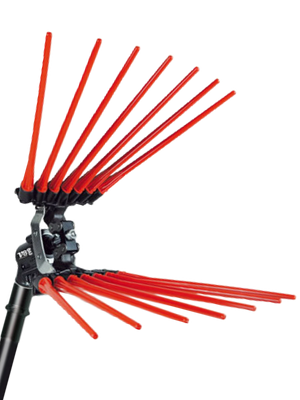 Abbacchiatore pneumatico Lisam V8 Evo per raccolta olive con rastrelli a astine rosse