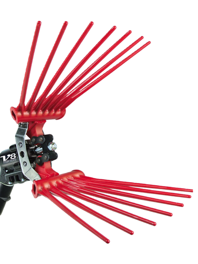 Abbacchiatore pneumatico Lisam V8 Titanium con rastrelli a ventaglio rossi
