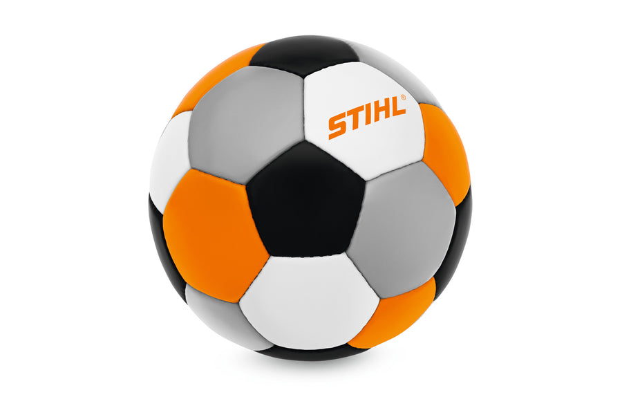 Pallone da calcio Stihl misura 5 in poliuretano cucito a mano colore arancione nero grigio e bianco