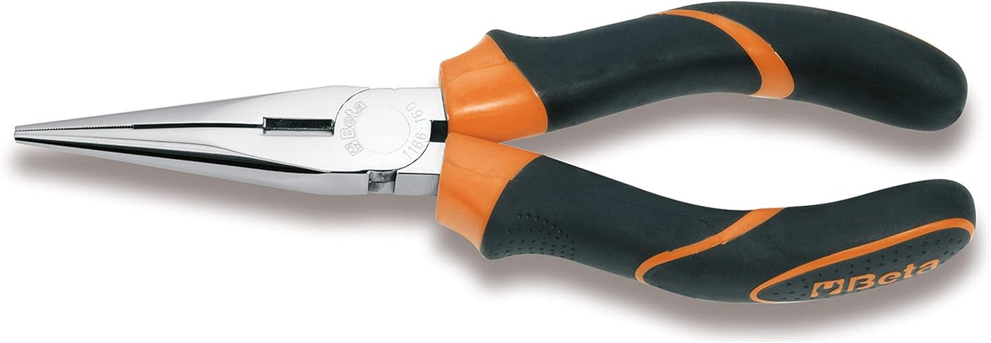 Pinza a becchi lunghi Beta 1166BM 160 mm con impugnatura nero arancione