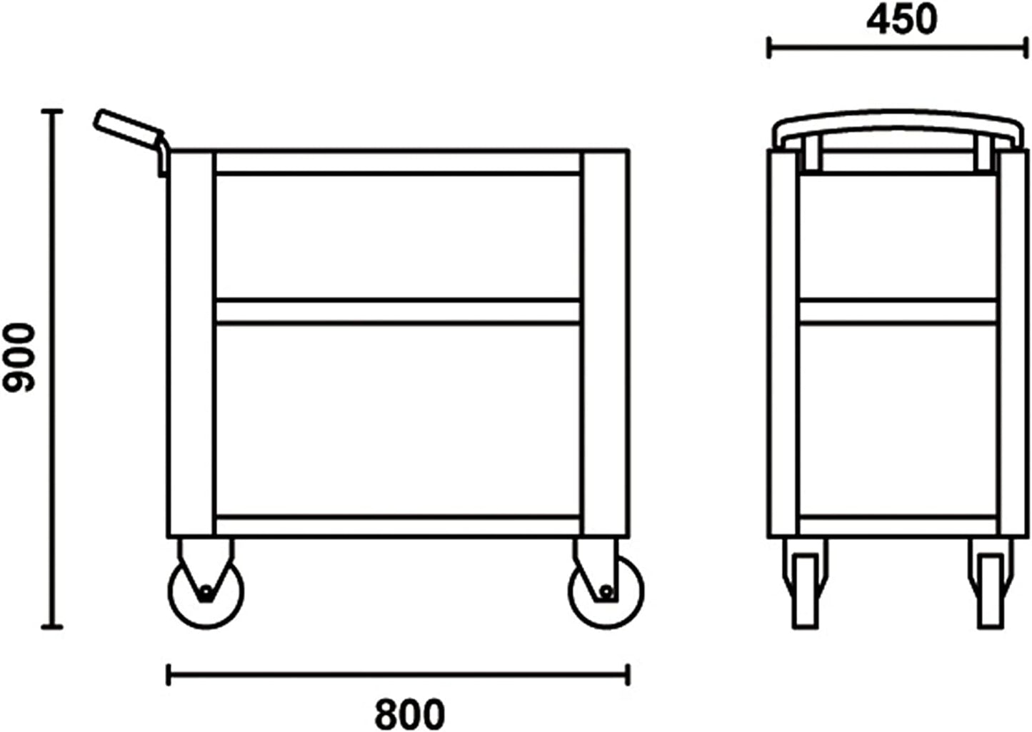 Schema dimensioni carrello porta attrezzi Beta 3 ripiani