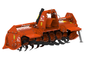 Fresatrice Sicma CS 145 vista frontale con rotore e zappe e attacco a tre punti