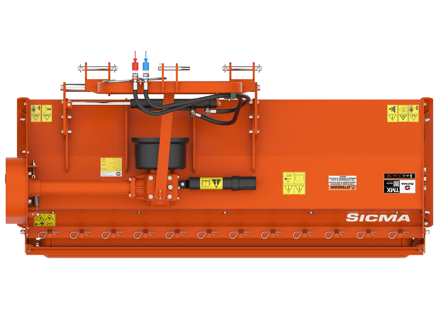 Vista dall’alto del trinciatutto spostabile Sicma TMX 140 con attacco categoria 1
