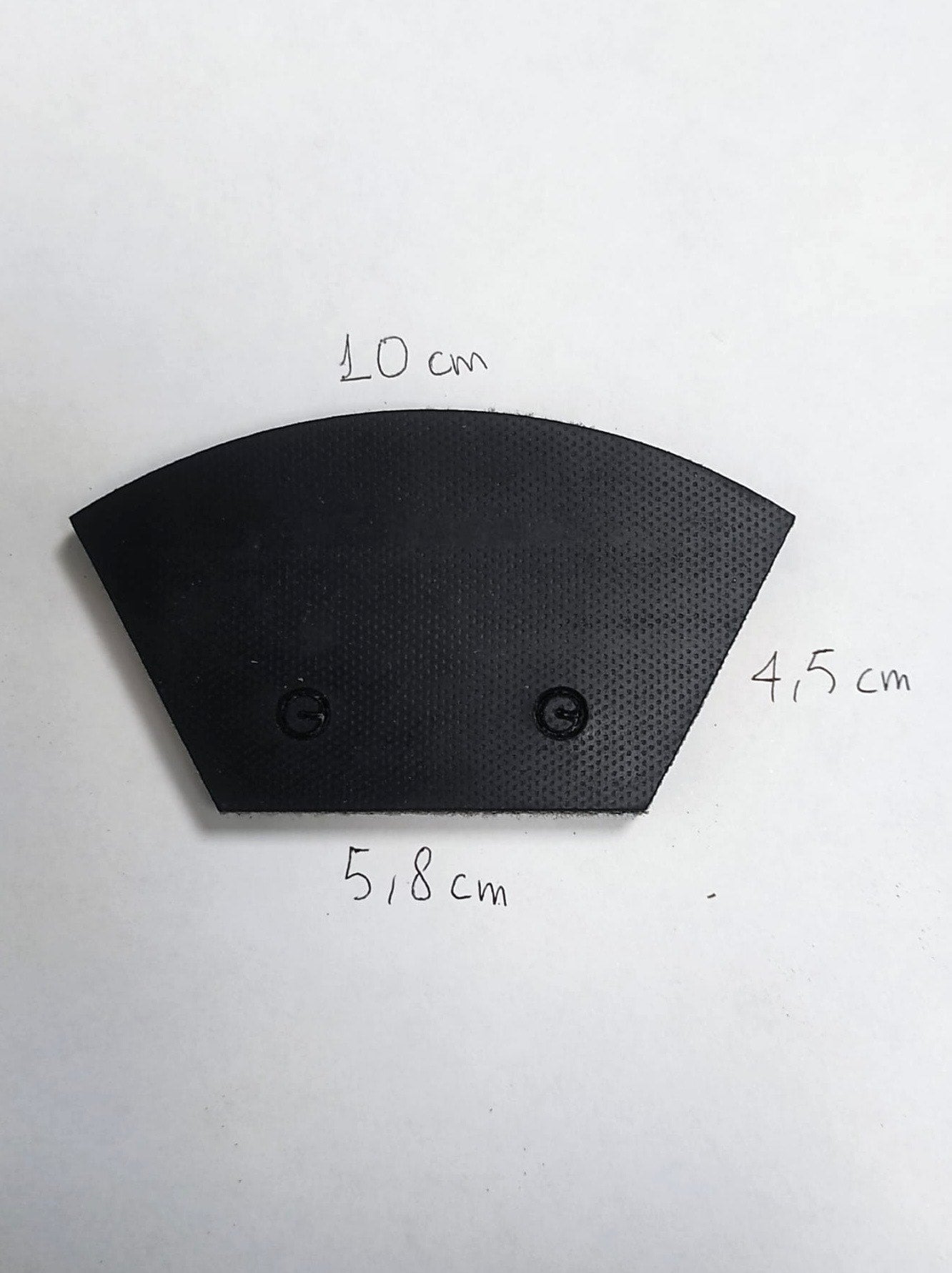 Spazzola in gomma per raccoglitrice Jolly sagomata 10 cm con base 5,8 cm e due fori
