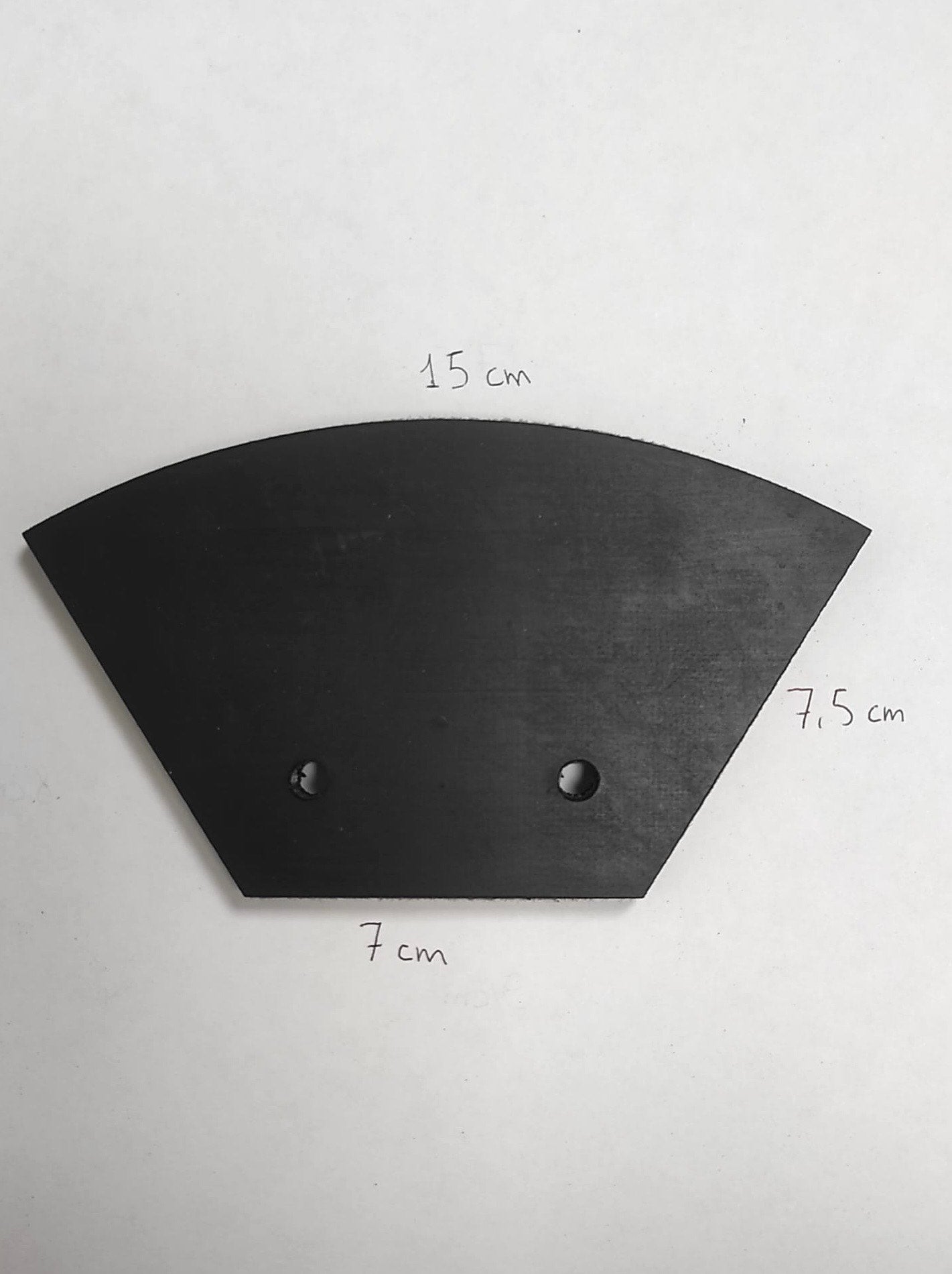 Spazzola in gomma per raccoglitrice Jolly sagomata 15 cm con base 7 cm e due fori
