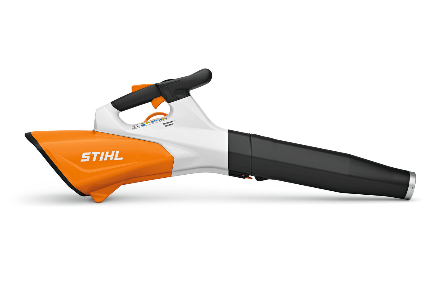 Soffiatore a batteria STIHL BGA 200 corpo macchina arancione bianco e tubo nero