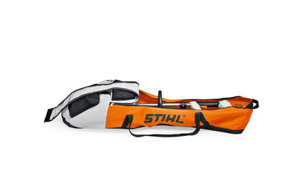 Borsa Stihl per trasporto attrezzature a batteria e sistema Kombi colore arancione e grigio con maniglie
