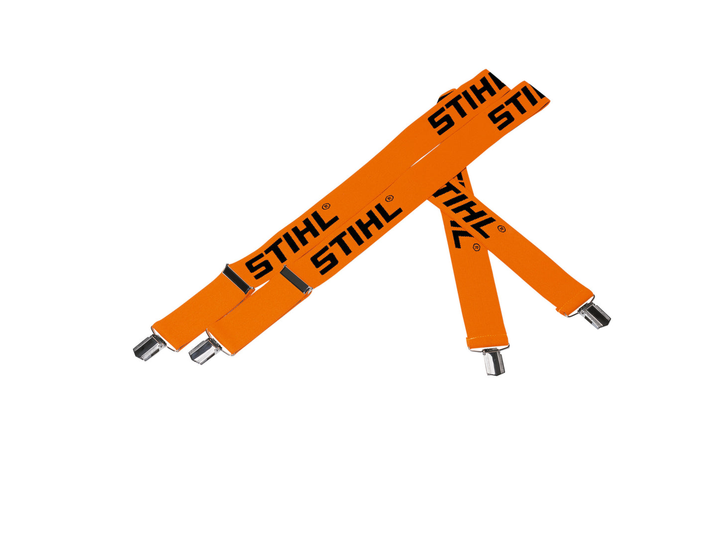Bretelle da arborista Stihl arancioni con clip in metallo per pantaloni in vita