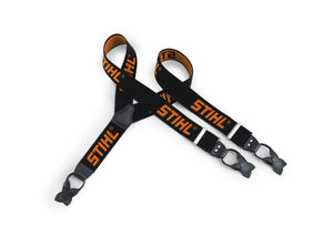 Bretelle Stihl elastiche nere con fissaggio a bottoni e linguette in pelle