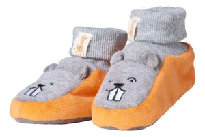 Calze pantofola per bambini Stihl SZ 17 BEAVER grigie con motivo castoro e suola antiscivolo
