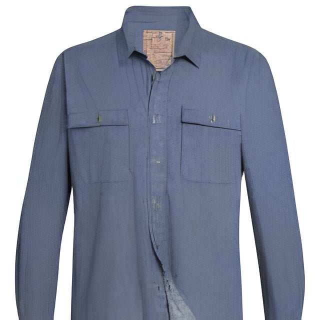 Camicia da lavoro Stihl SZ S WORKER in denim scuro con look gessato e tasche pettorali