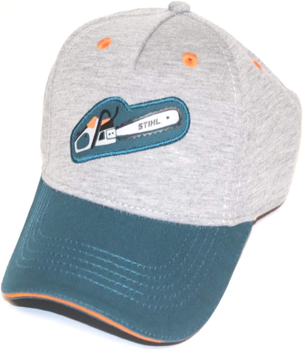 Cappellino da bambino Stihl grigio e blu in cotone con patch frontale