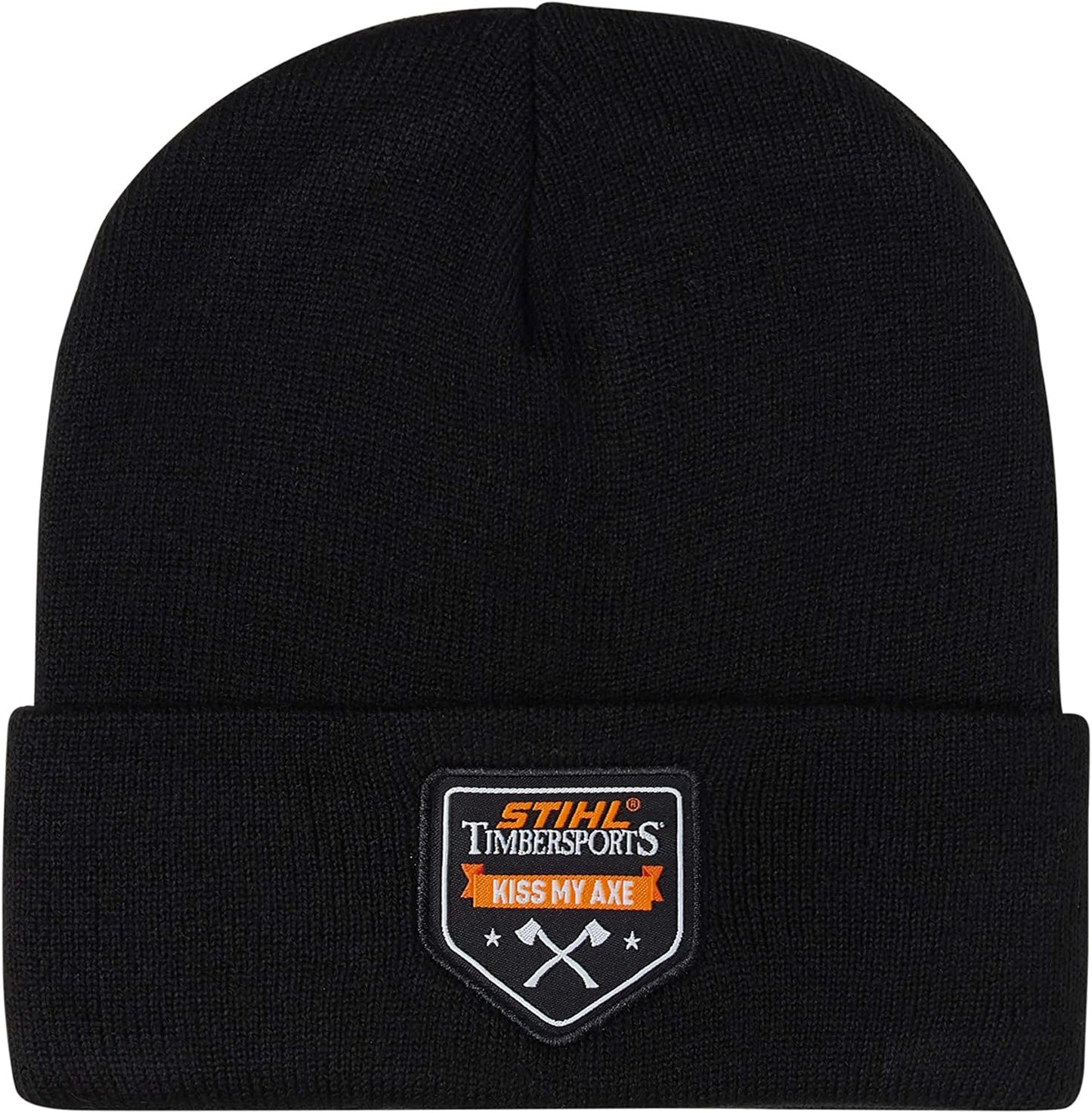 Cappello invernale nero STIHL TIMBERSPORTS Kiss My Axe con patch frontale