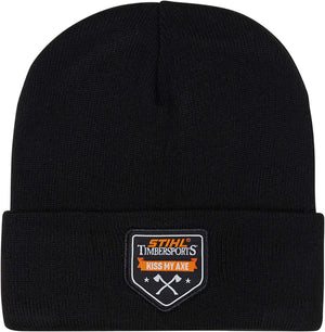 Cappello invernale nero STIHL TIMBERSPORTS Kiss My Axe con patch frontale