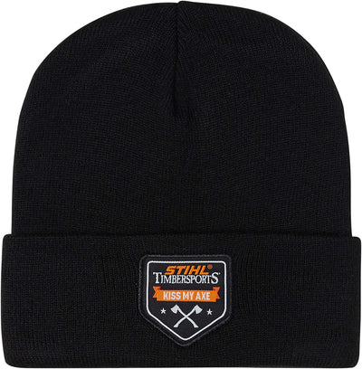 Cappello invernale nero STIHL TIMBERSPORTS Kiss My Axe con patch frontale