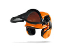 Casco giocattolo Stihl con visiera a rete ribaltabile e paraorecchie ripiegabili