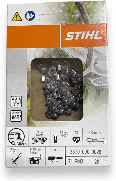 Confezione catena Stihl Picco Micro 3 PM3 71 PM3 passo 1/4 P 6,35 mm spessore 1,1 mm 28 maglie