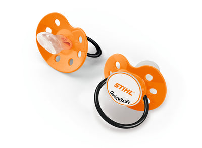 Ciuccio in silicone per bambini Stihl arancione set 2 pezzi BPA free conforme EN 1400