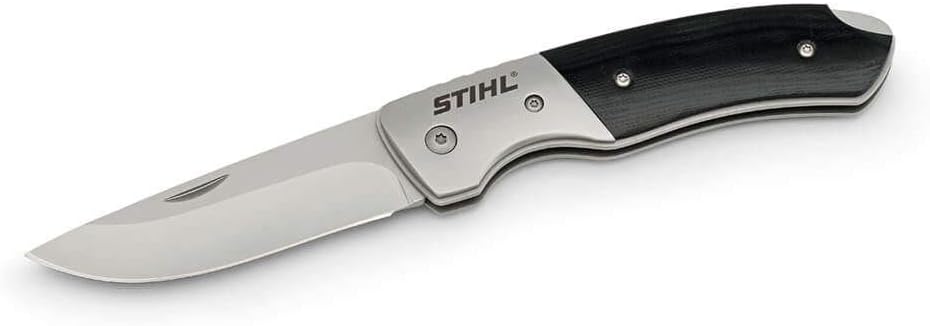 Coltello tascabile Stihl pieghevole con lama in acciaio inox da 8 cm e manico in fibra di vetro