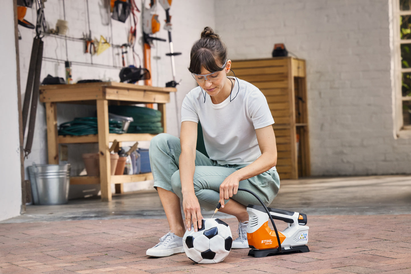 Compressore a batteria Stihl KOA 20 gonfiaggio pallone con adattatore