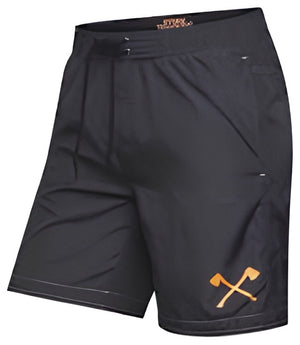 Costume da bagno uomo Stihl T.L nero sopra il ginocchio con motivo ad ascia