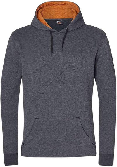Felpa con cappuccio unisex Stihl Ascia grigio scuro con grafica asce incrociate e tasca a marsupio