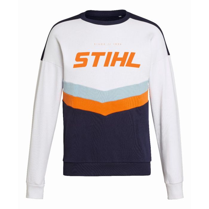 Felpa Stihl Colourblock unisex in cotone multicolore nero bianco arancione blu