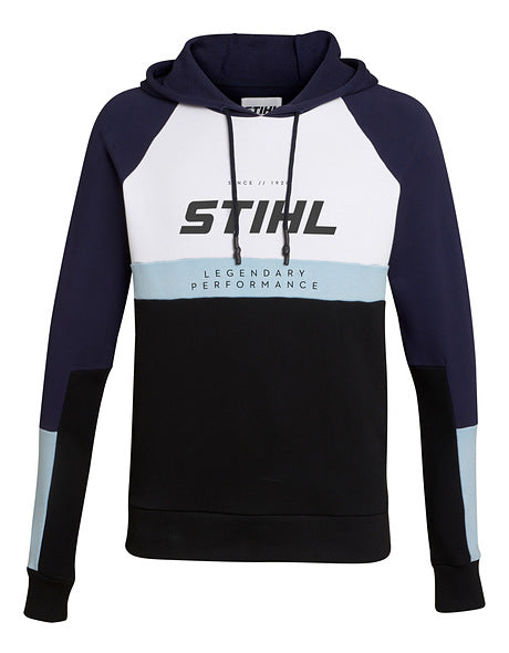 Felpa con cappuccio Stihl SZ M Colourblock blu bianco azzurro e nero con logo frontale