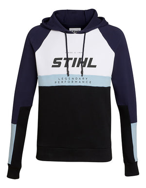 Felpa con cappuccio Stihl SZ M Colourblock blu bianco azzurro e nero con logo frontale