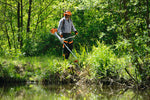 Operatore con decespugliatore a benzina Stihl FS 460 in lavoro su vegetazione