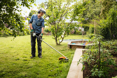 Utilizzo del decespugliatore Stihl FS 56 R per rifinitura prato in giardino