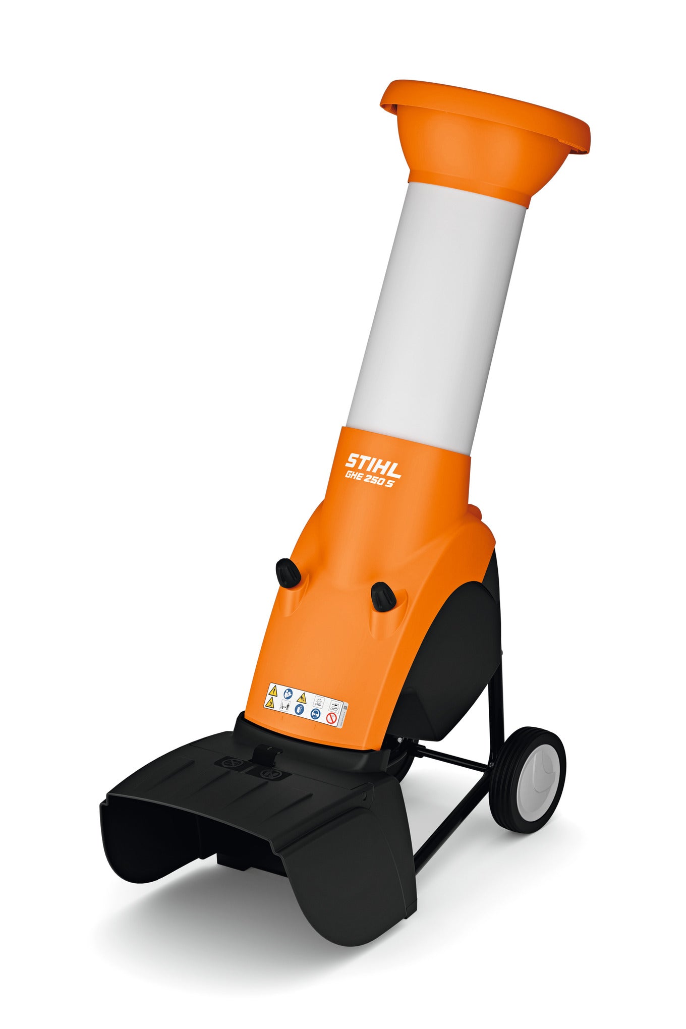 STIHL GHE 250 S biotrituratore elettrico per ramaglie con struttura su ruote e base di appoggio