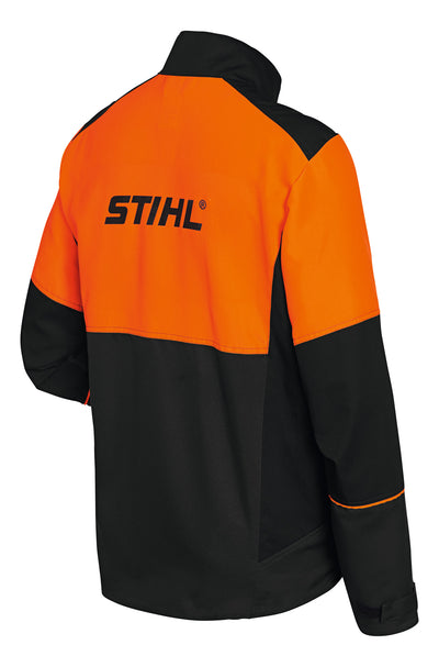 Giacca Stihl Function Universale da lavoro antracite e arancione segnaletico vista posteriore con logo Stihl