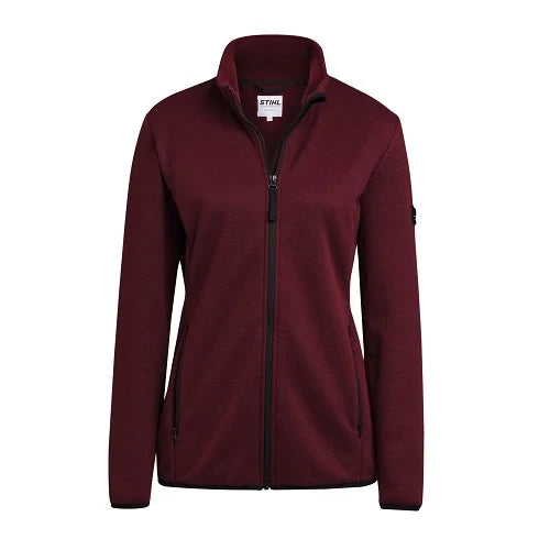 Giacca in pile donna Stihl ICON PLUSH bordeaux con zip e tasche con cerniera