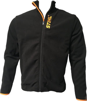Giacca in pile uomo Stihl nera con zip frontale e dettagli arancioni