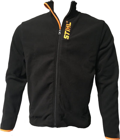 Giacca in pile uomo Stihl nera con zip frontale e dettagli arancioni
