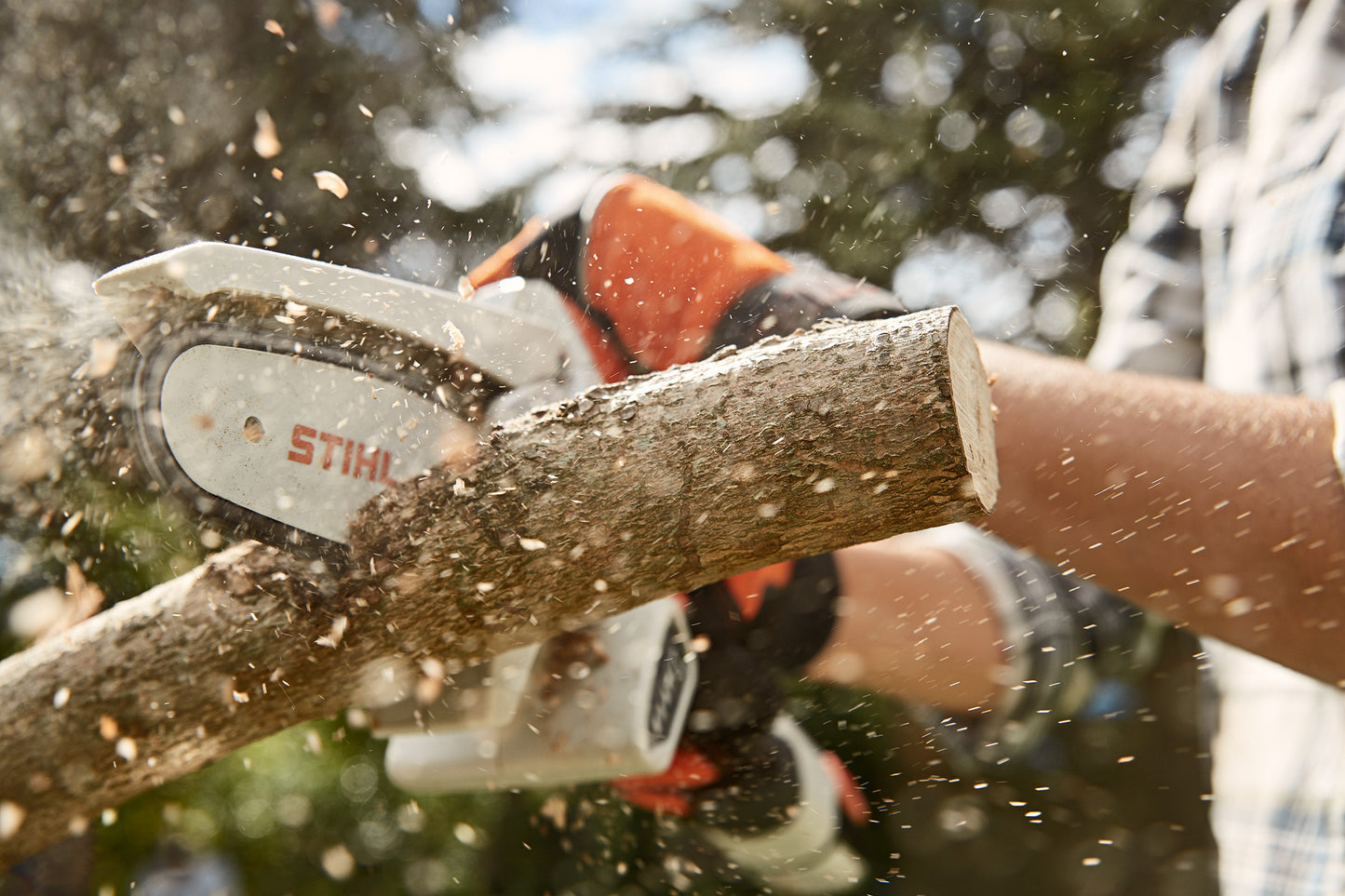 STIHL GTA 26 in uso per taglio di un ramo