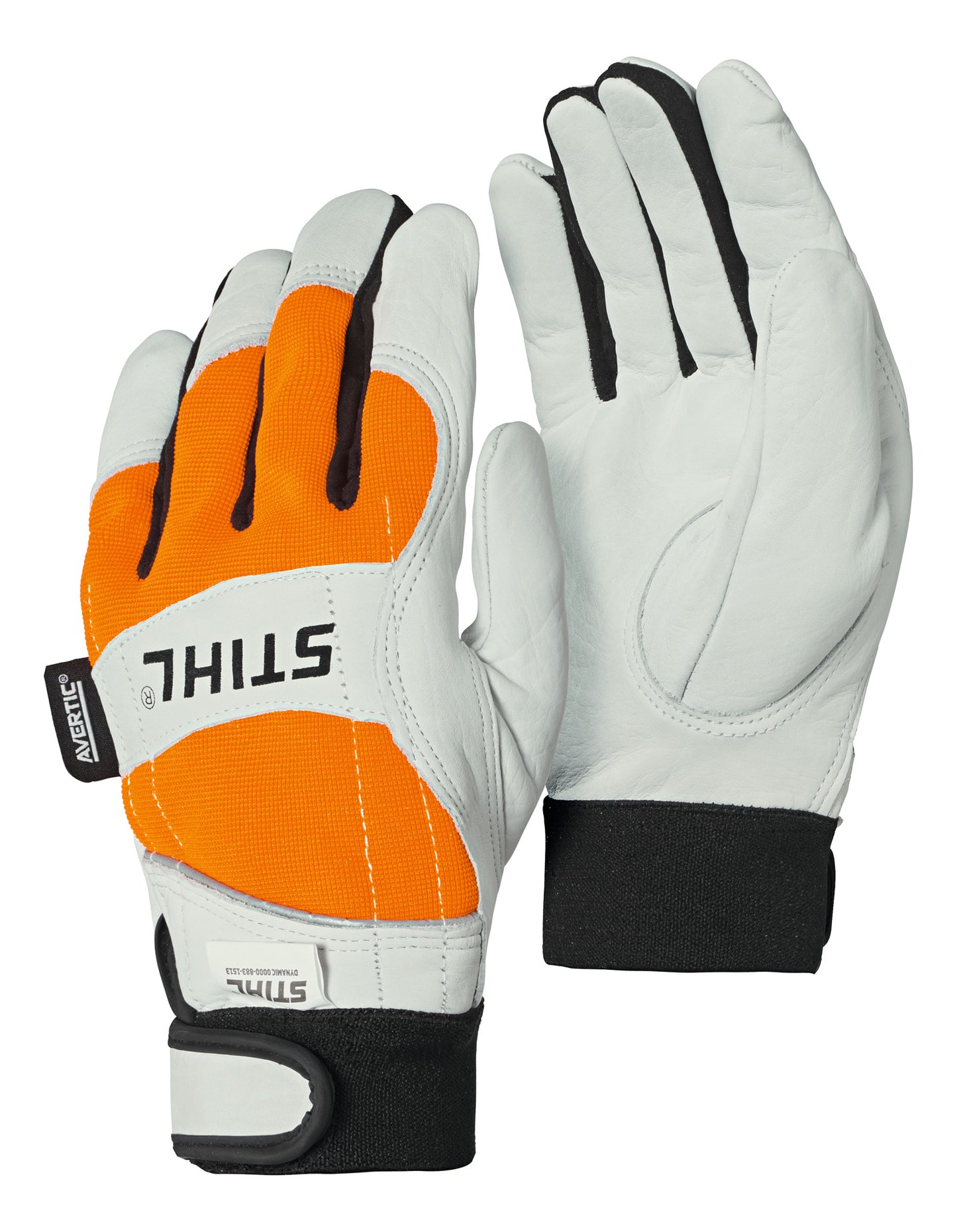 Guanti antitaglio Stihl DYNAMIC PROTECT MS in pelle bianca e dorso arancione