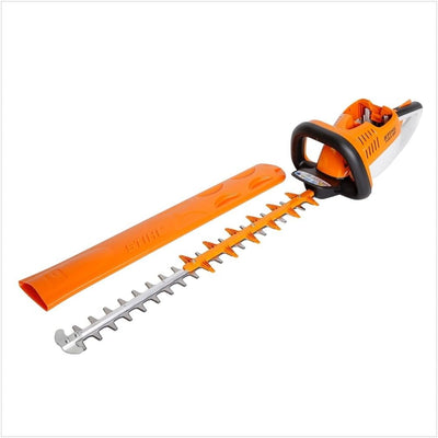 Stihl HSA 86 tagliasiepi a batteria vista laterale con protezione lama