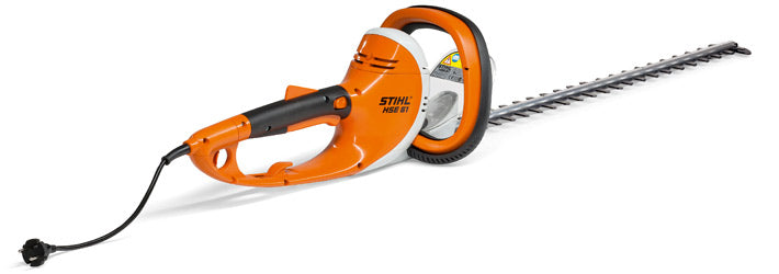 Dettaglio tagliasiepi elettrico STIHL HSE 61 con protezione antitaglio e scarico trazione del cavo