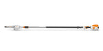 Potatore a batteria Stihl HTA 86 vista laterale con asta telescopica e catena 1-4 pollice