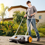 Utilizzo della spazzatrice manuale Stihl KG 550 su pavimentazione esterna