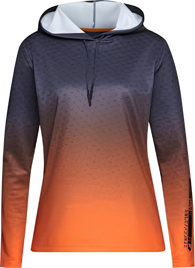 Maglia donna Stihl Gradient a manica lunga traspirante con cappuccio sfumatura arancione grigio