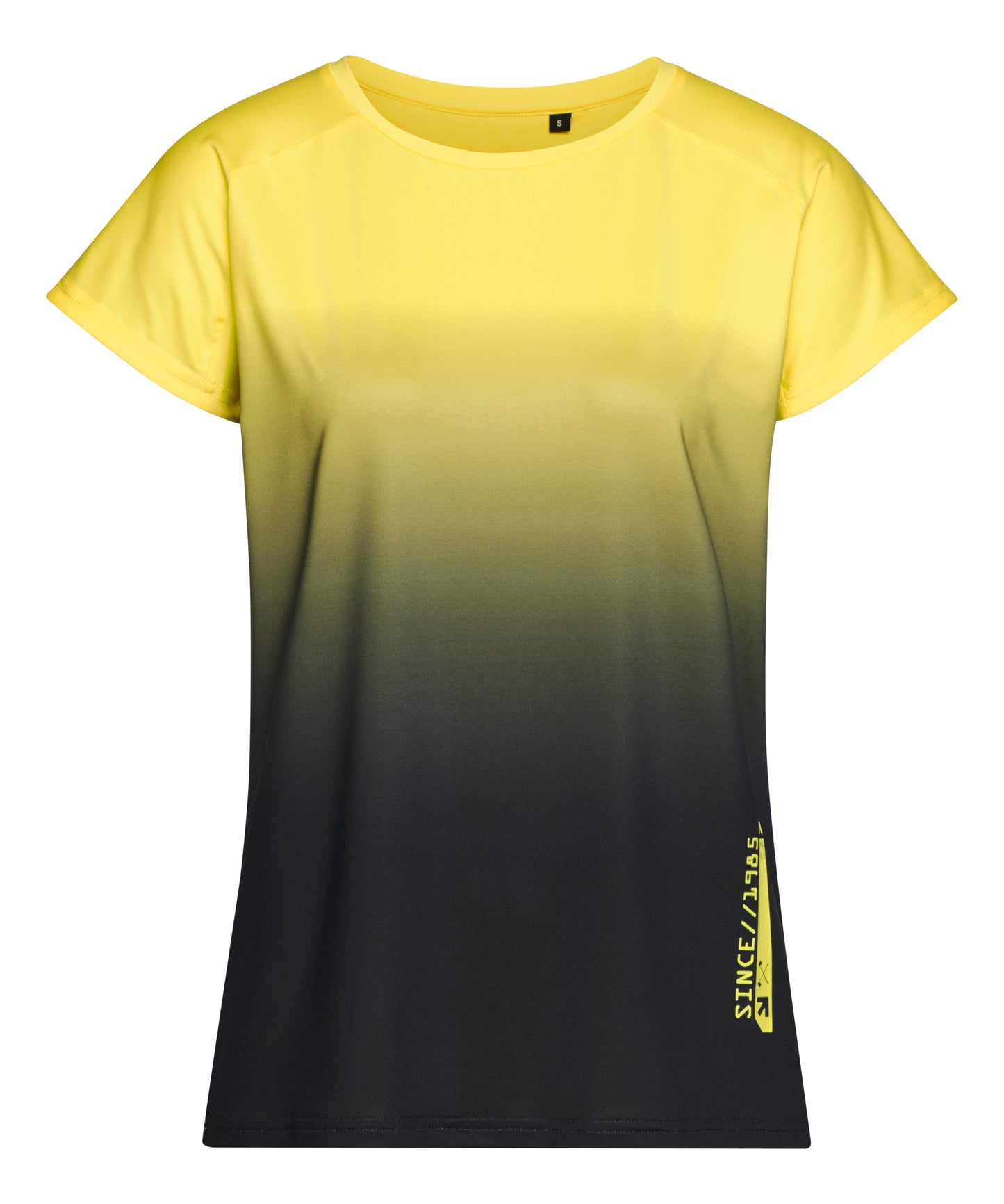 Maglietta tecnica donna Stihl Gradient taglia XL giallo sfumato nero con logo STIHL giallo