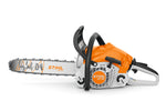 Motosega a benzina STIHL MS 182 con spranga e catena, vista lato avviamento