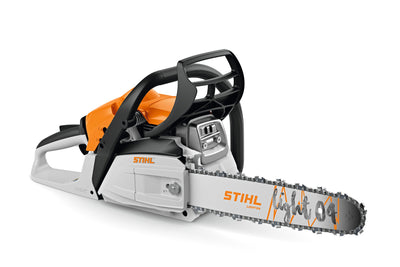 Motosega STIHL MS 182 con spranga e catena, vista tre quarti