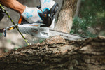 Motosega STIHL MS 194 T in utilizzo su tronco per cura e manutenzione alberi