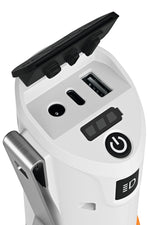 Dettaglio prese STIHL PS 1 con porte USB-A e USB-C e ingresso DC